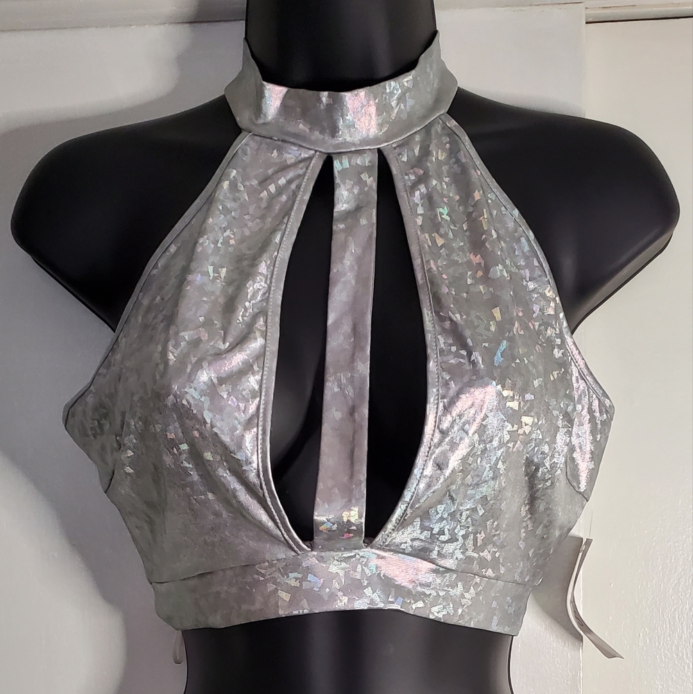 Bear Dance Top small silver rave wear NWT Festival